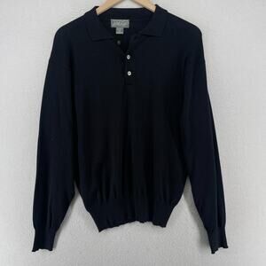 LORD & TAYLOR Sweater Mens M Kensington Collection Polo Golf Cotton Black HK VTG